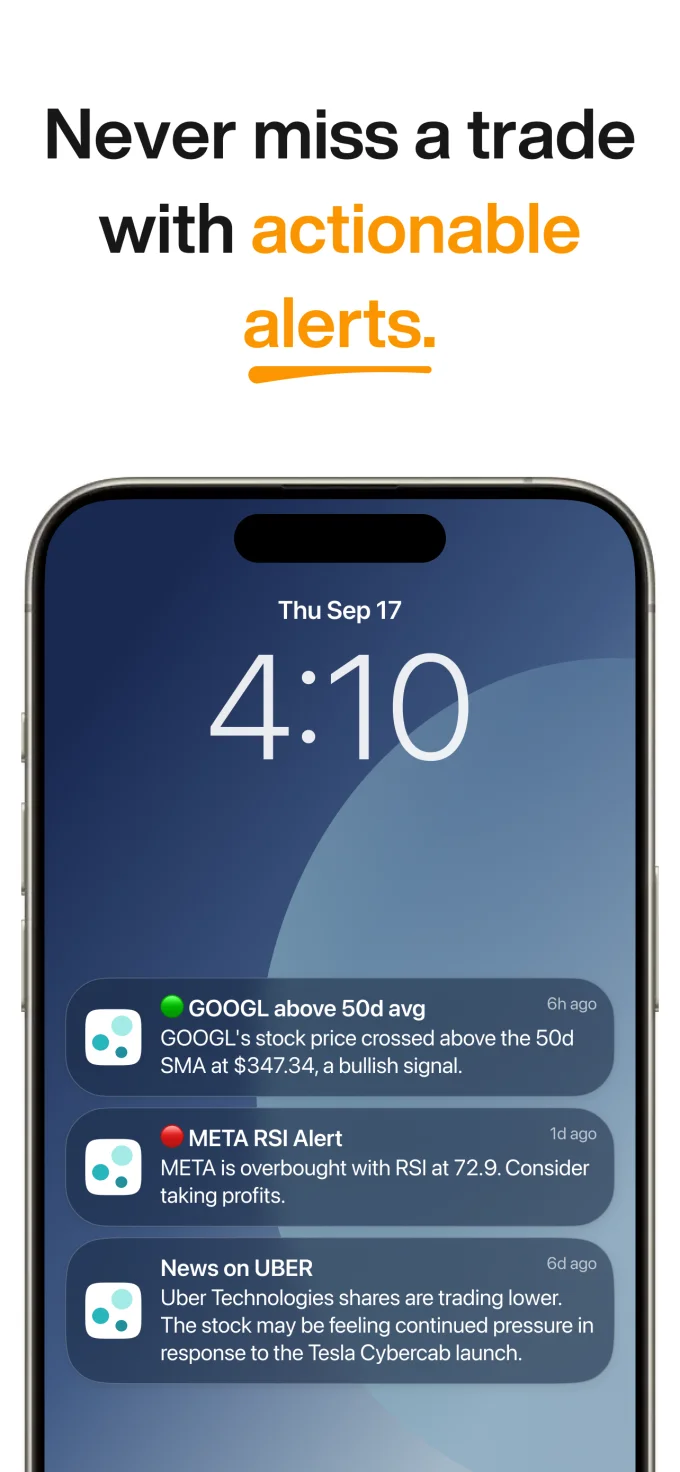 App Store preview of a phone lock screen with example technical and news alerts from Bloom.